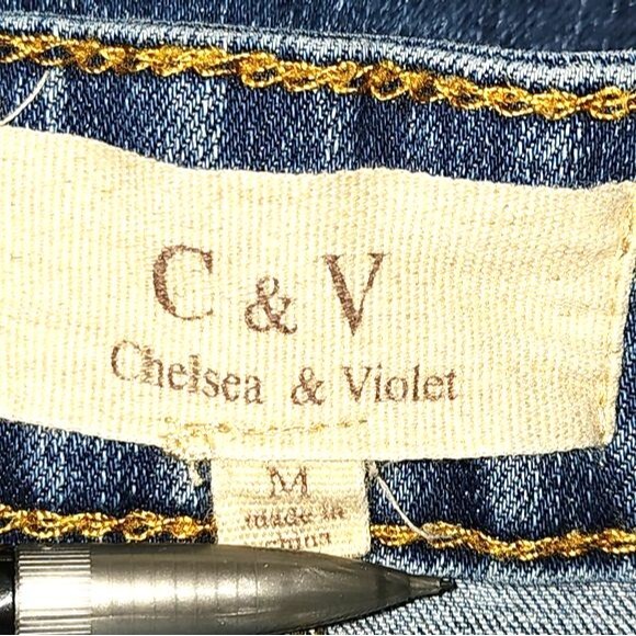 C & V Chelsea & Violet Med Wash Lace Up Denim A-Line Mini Skirt Size M - Picture 7 of 9